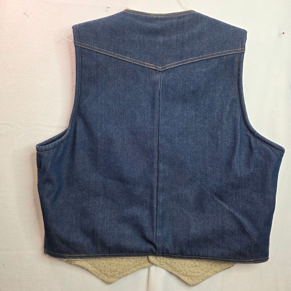 Key Jeans Mens 2XL Denim Sherpa Lined Western Vest Dark Wash Blue 1-8054.41 - Picture 7 of 8